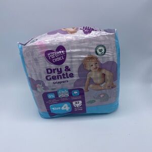 Parent's Choice Dry & Gentle Diapers - Size 4, 32 Count, Purple and Blue